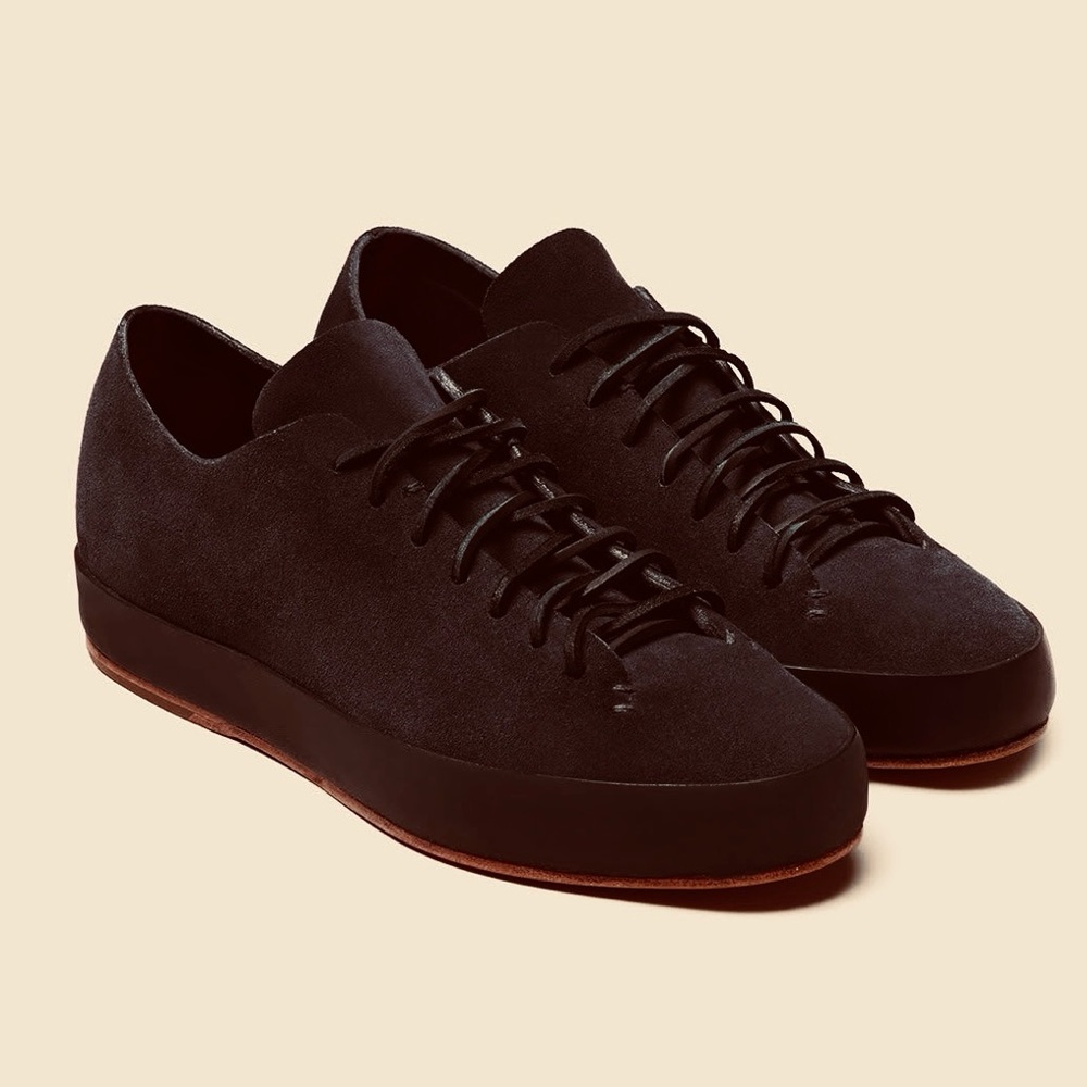 FEIT HAND SEWN CLASSIC LOW SUEDE VEGETABLE TANNED BLACK 44 / 11  NEW TOP $850